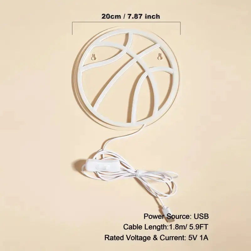 Basketball LED Neon Sign – USB Powered Wall Decor Light for Bedroom or Game Room