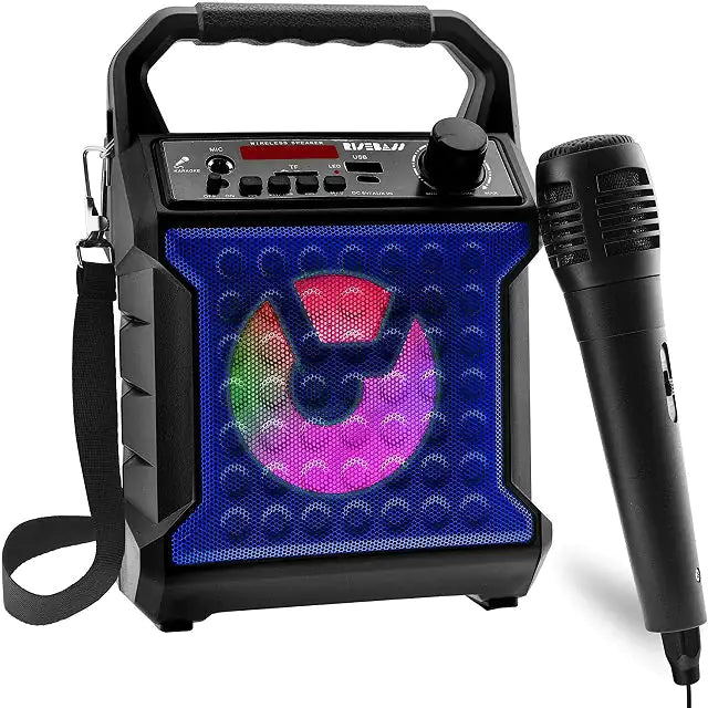 Risebass Portable Karaoke Machine – Home Karaoke System with Microphone & Party Lights, Rechargeable USB Speaker