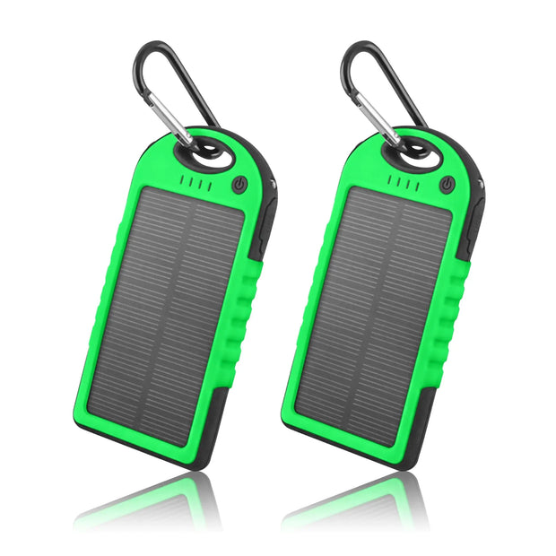5000mAh Solar Power Bank – 2-Pack, Portable Phone Charger, Dual USB