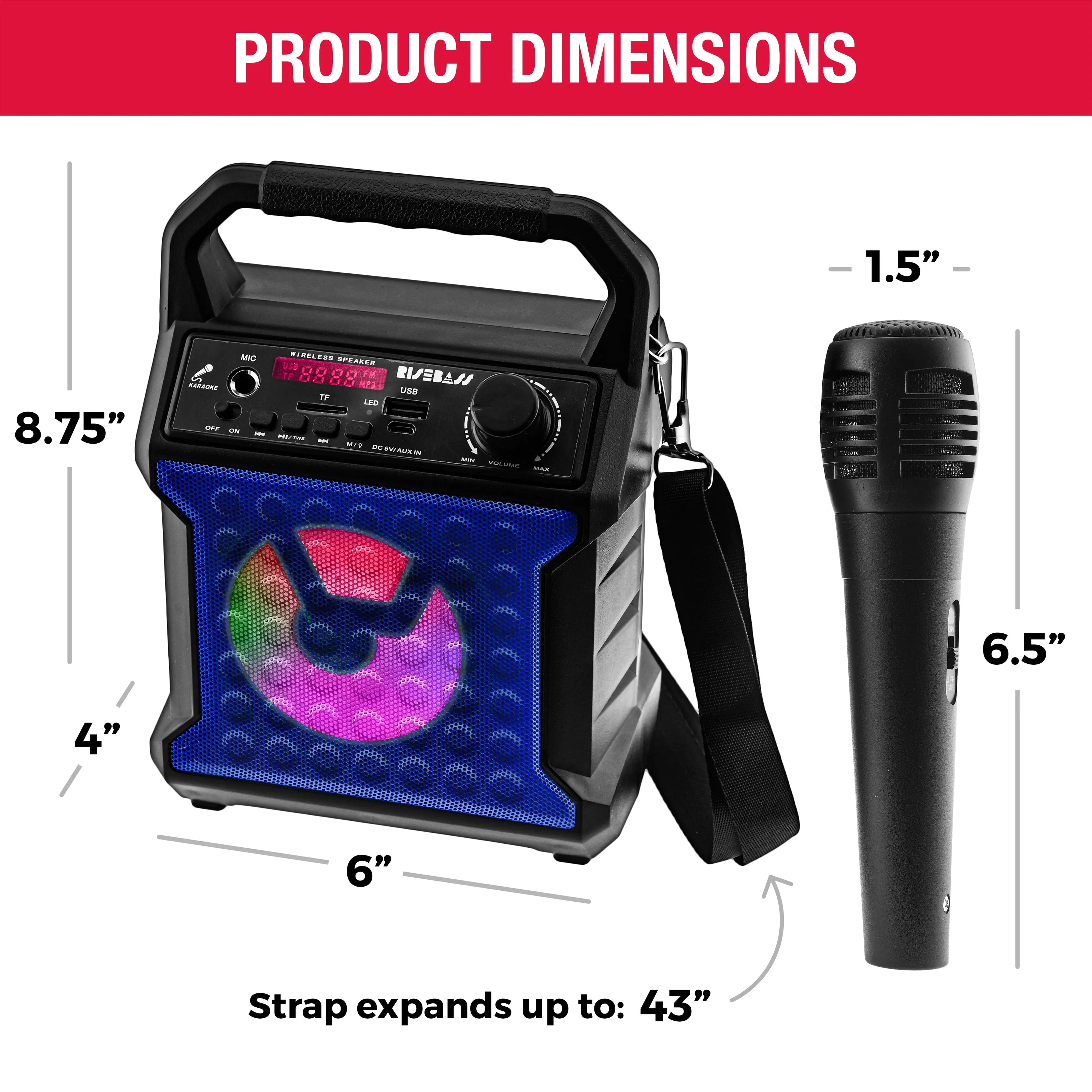 Risebass Portable Karaoke Machine – Home Karaoke System with Microphone & Party Lights, Rechargeable USB Speaker