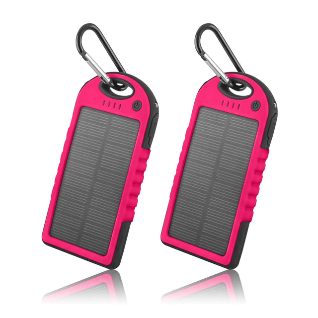 5000mAh Solar Power Bank – 2-Pack, Portable Phone Charger, Dual USB