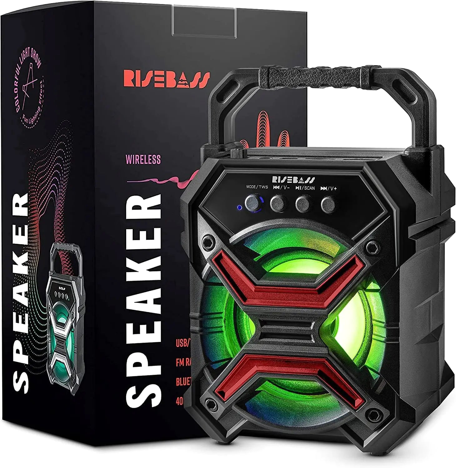 Portable Wireless Bluetooth Speaker – TWS, Rechargeable, LES Flashing Lights