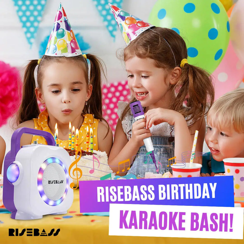 Karaoke Machine for Kids – Portable Bluetooth Speaker with 2 Microphones, Birthday Gift