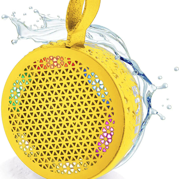 RISEBASS Water Resistant Bluetooth Shower Speaker – Portable Handsfree Speakerphone with LED Light, True Wireless Stereo