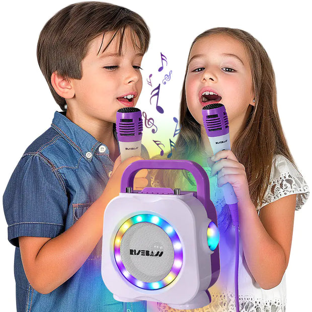 Karaoke Machine for Kids – Portable Bluetooth Speaker with 2 Microphones, Birthday Gift