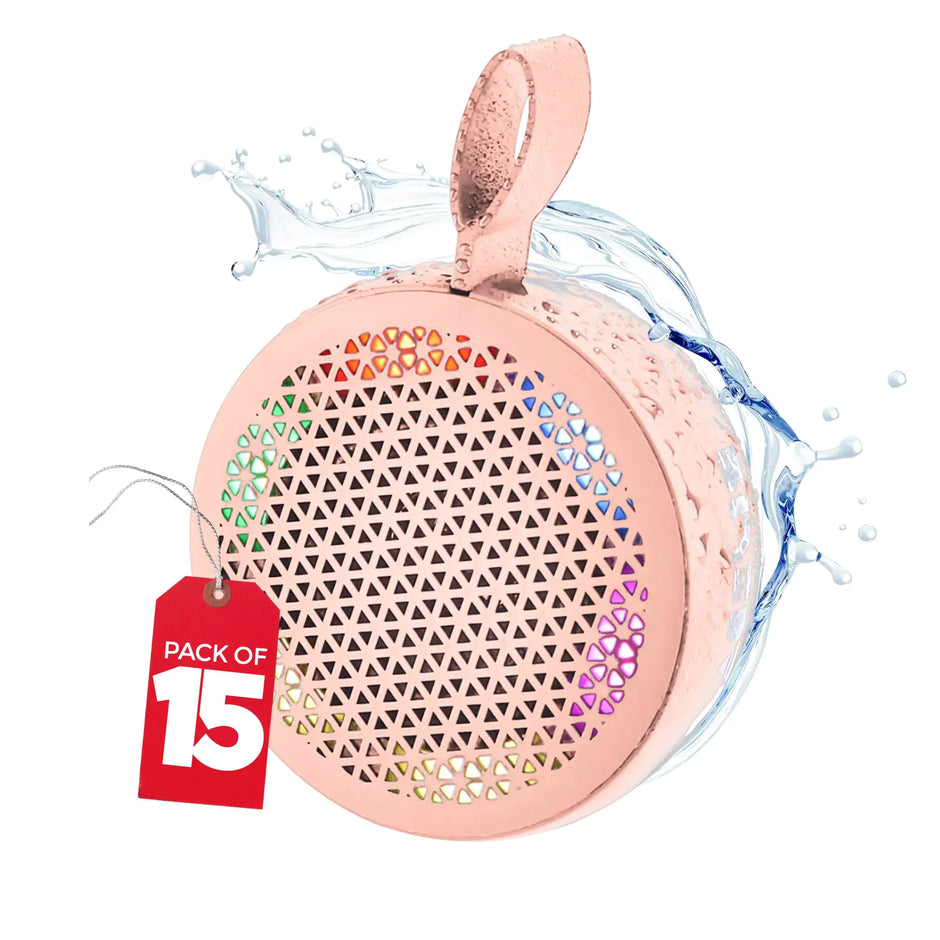 RISEBASS Water Resistant Bluetooth Shower Speaker – Portable Handsfree Speakerphone with LED Light, True Wireless Stereo