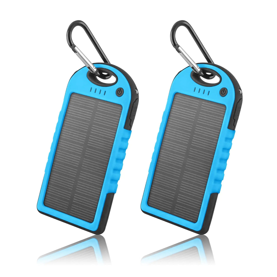 5000mAh Solar Power Bank – 2-Pack, Portable Phone Charger, Dual USB