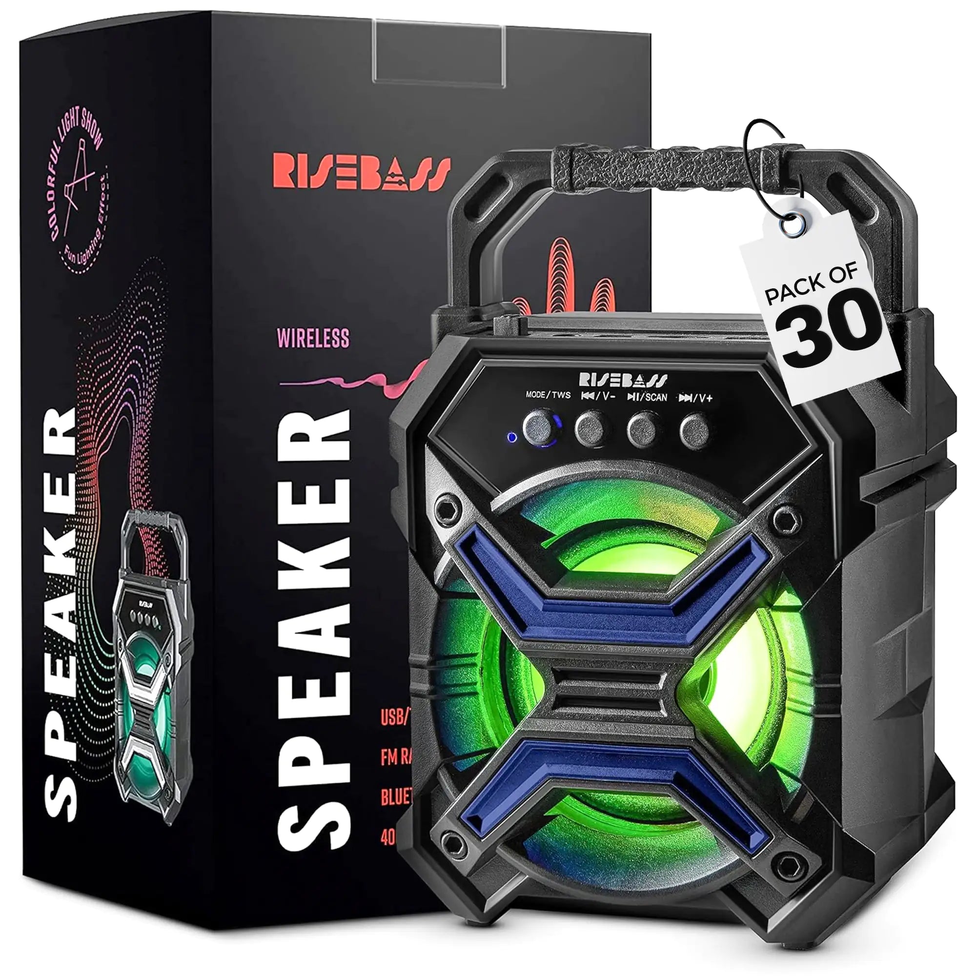 Portable Wireless Bluetooth Speaker – TWS, Rechargeable, LES Flashing Lights