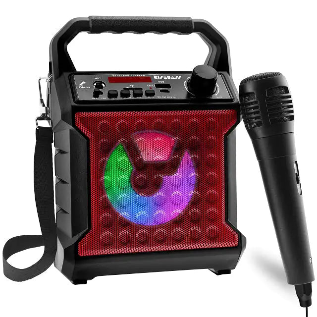 Risebass Portable Karaoke Machine – Home Karaoke System with Microphone & Party Lights, Rechargeable USB Speaker