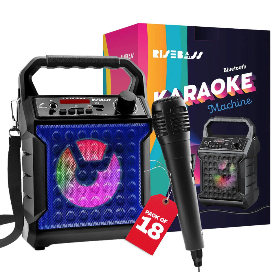 Risebass Portable Karaoke Machine – Home Karaoke System with Microphone & Party Lights, Rechargeable USB Speaker