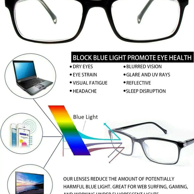 Blue Light Blocking Glasses – Anti-Eye Strain Computer Glasses for Men & Women