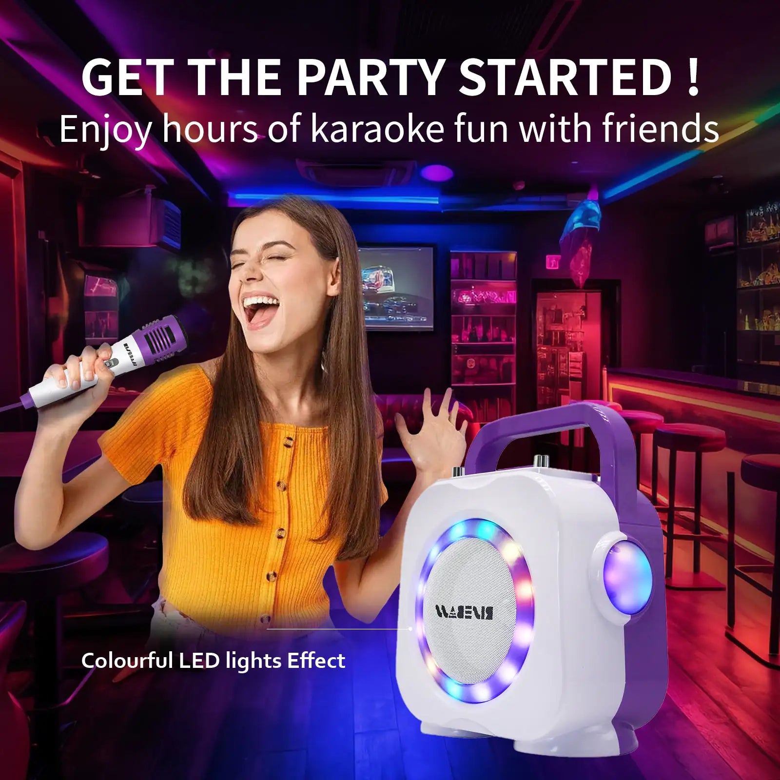 Karaoke Machine for Kids – Portable Bluetooth Speaker with 2 Microphones, Birthday Gift