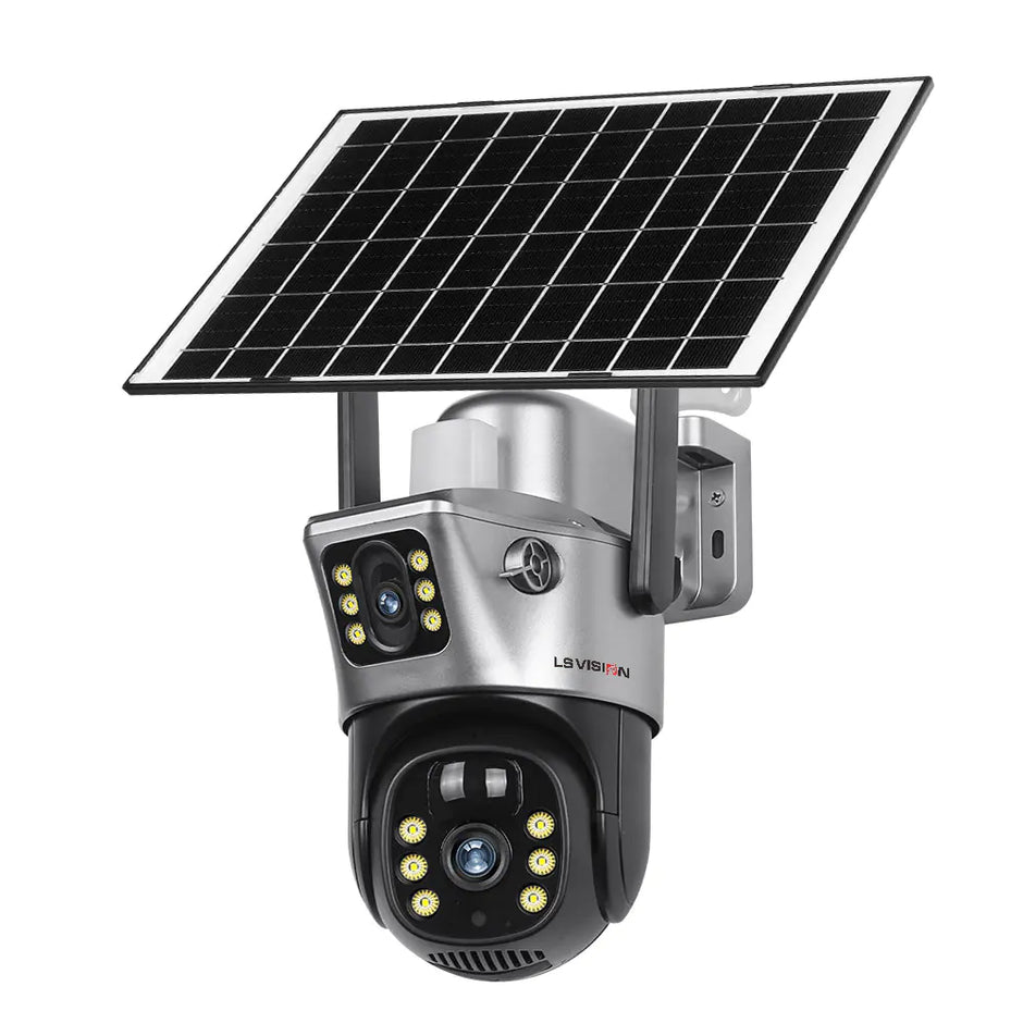 SENTINEL 4K Dual Lens Solar Camera – 360° Wi-Fi Outdoor Security System with Night Vision