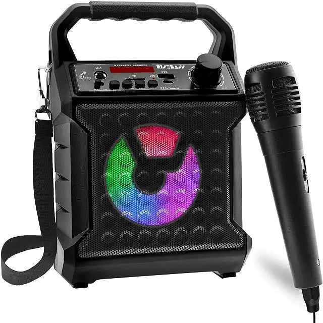 Risebass Portable Karaoke Machine – Home Karaoke System with Microphone & Party Lights, Rechargeable USB Speaker