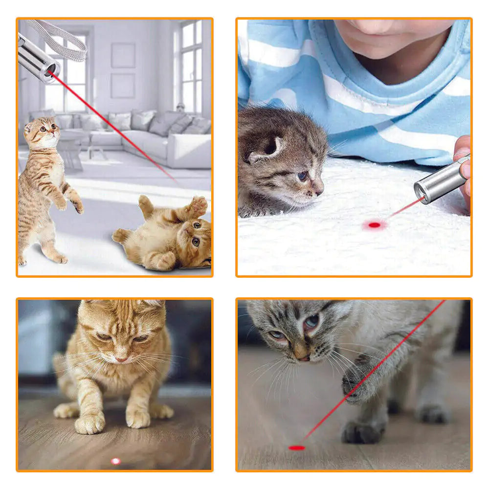 USB Rechargeable Cat Laser Toy – 3-in-1 Interactive Pet Pointer with LED & UV Light