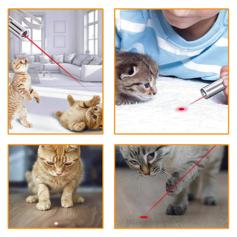 USB Rechargeable Cat Laser Toy – 3-in-1 Interactive Pet Pointer with LED & UV Light