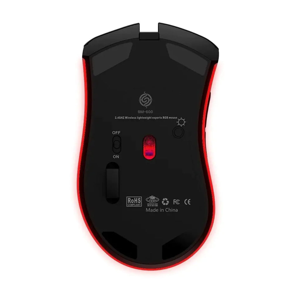 BM600 Wireless RGB Gaming Mouse – Rechargeable, 7-Button, RGB Lighting