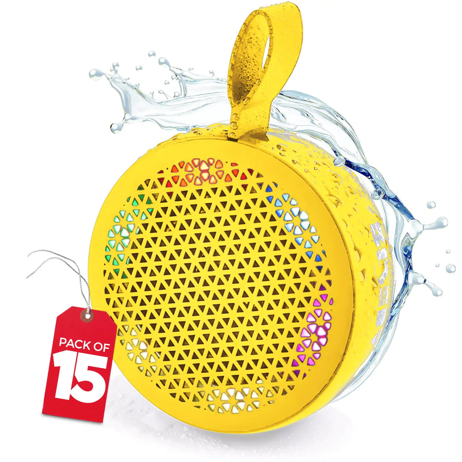 RISEBASS Water Resistant Bluetooth Shower Speaker – Portable Handsfree Speakerphone with LED Light, True Wireless Stereo