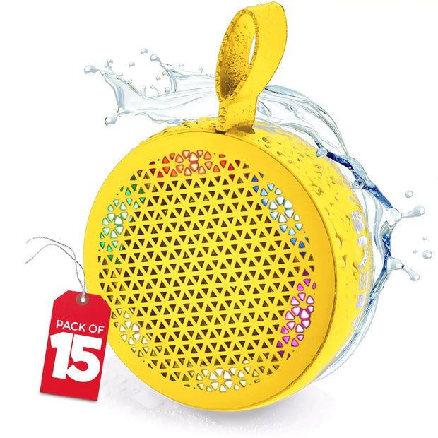 RISEBASS Water Resistant Bluetooth Shower Speaker – Portable Handsfree Speakerphone with LED Light, True Wireless Stereo
