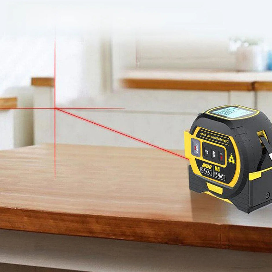 3-in-1 Laser Distance Measurer with Steel Tape & Digital Display
