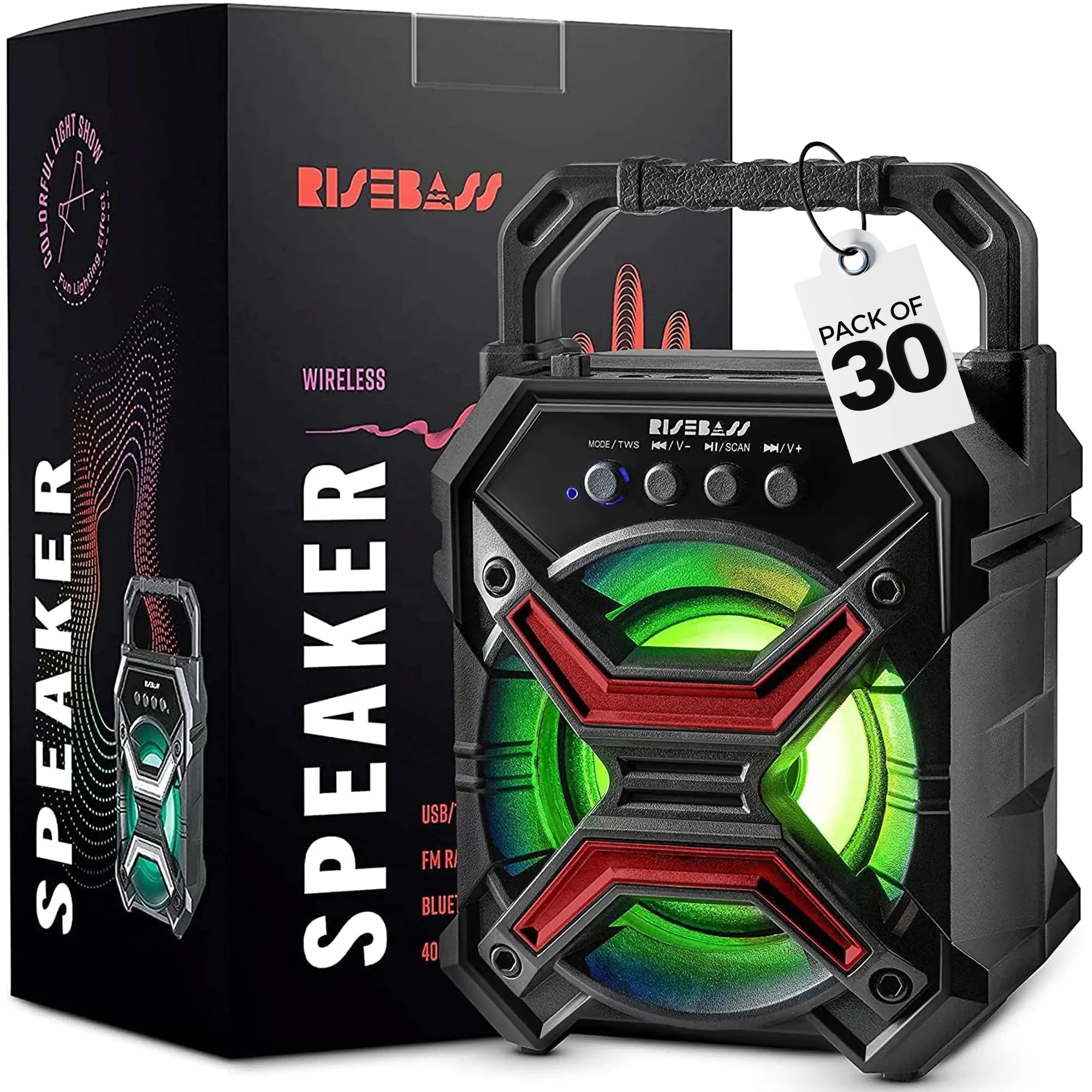 Portable Wireless Bluetooth Speaker – TWS, Rechargeable, LES Flashing Lights