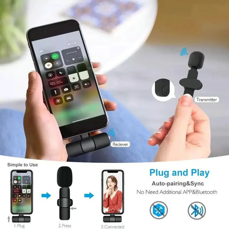 Portable Mini Wireless Lavalier Microphone – Clip-On Mic for Smartphones, PCs & Cameras